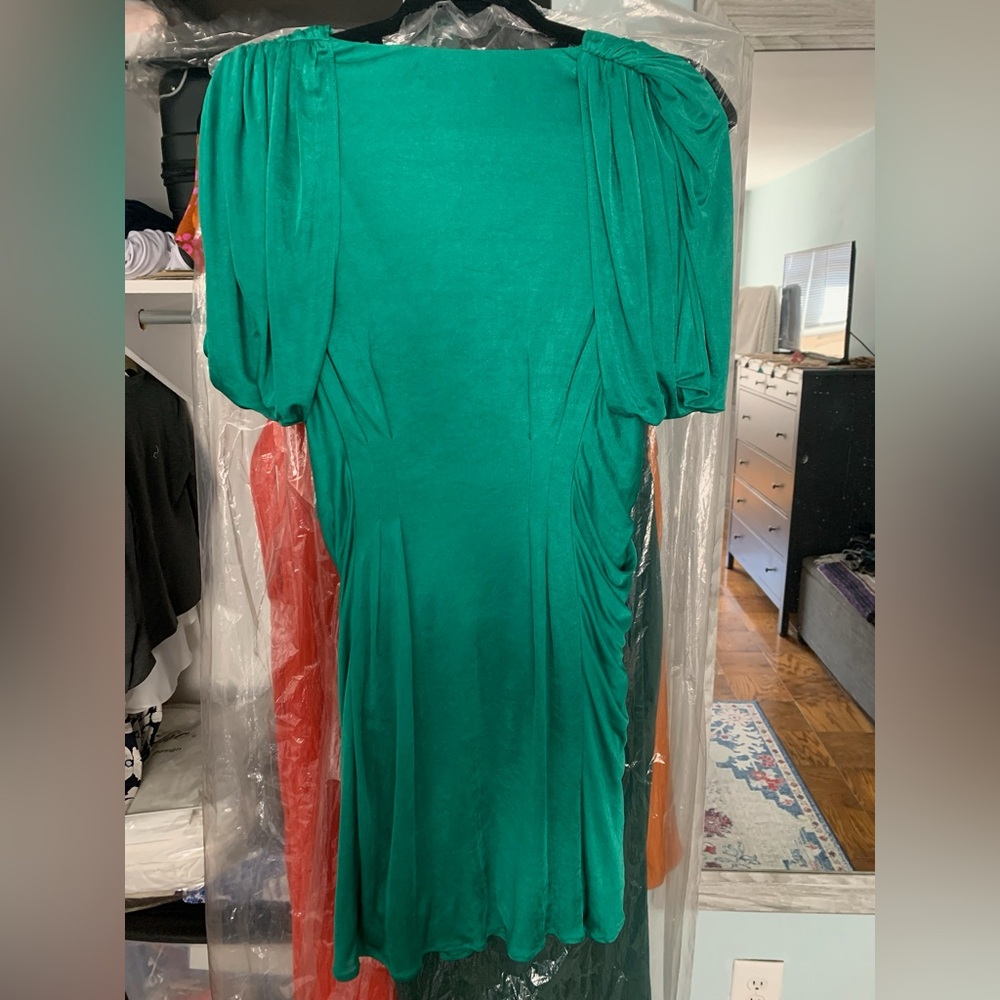bcbg green silk dress Folded Detail Gown main image 1